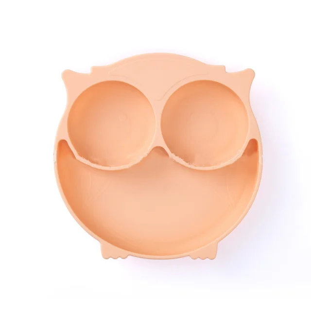 Children Owl Silicone Dinner Plate - Orange