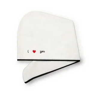Coral Fleece Embroidered Hair Dryer Cap - I Love You