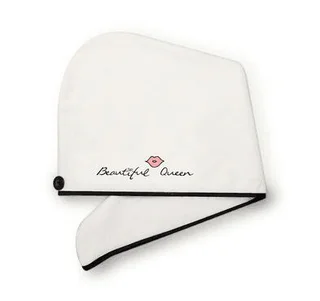 Coral Fleece Embroidered Hair Dryer Cap - Mouth