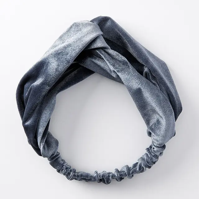 Velvet cross wide brimmed hair band elastic stretch headband hair band hair accessories Z8408 B Blue Gray - Shop at LoveMi