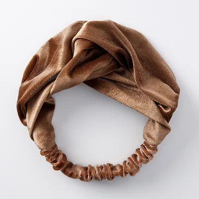 Velvet cross wide brimmed hair band elastic stretch headband hair band hair accessories Z8410 B Coffee Color - Shop at LoveMi
