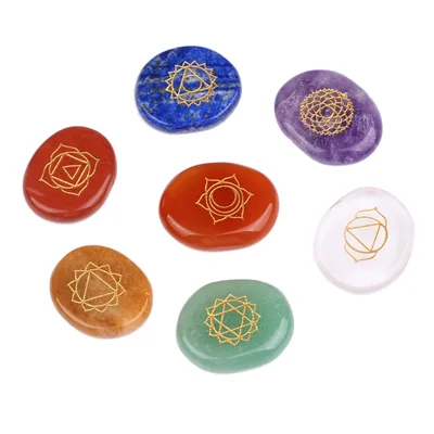 7 Chakras Natural Pocket Palm Stones 30X25X6Mm Irregularity - Shop at LoveMi