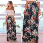 Women's summer printed wide-leg pants - Navy