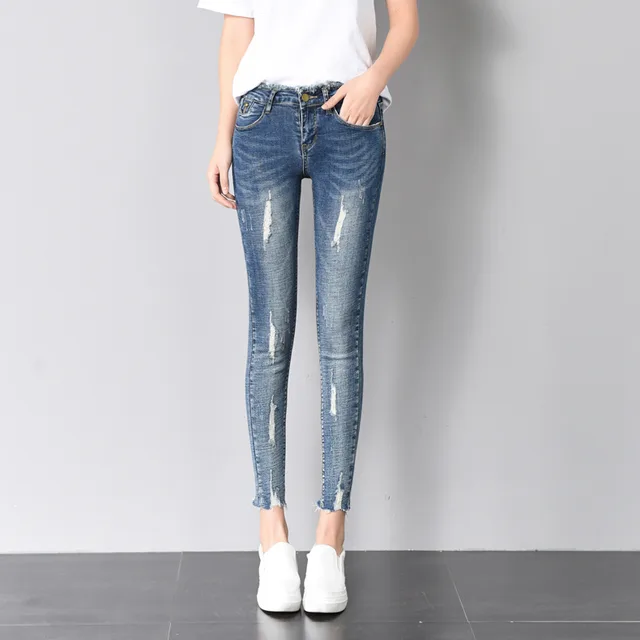 Slim nine-point pants - Light Blue