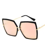 Reflective metal men and women retro sunglasses - Black