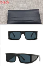 New Vintage Square Oversized Sunglasses - Black With Glasses Bag