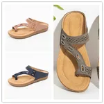 Leather and metal stitching flat casual women's shoes - 3Seta-36