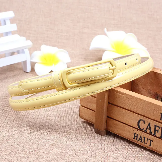 Women's pin buckle candy color belt - Yellow