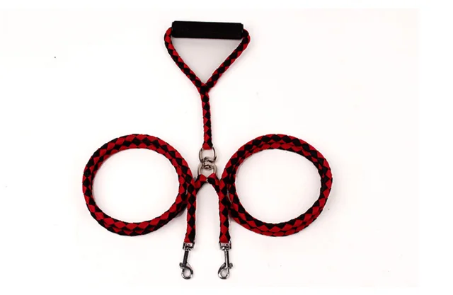 Pet Hand knitted Traction Wear resistant Dog Leash Double ended Hand knitted Braided Rope Outdoor Dog Leash Red Black - Shop at LoveMi
