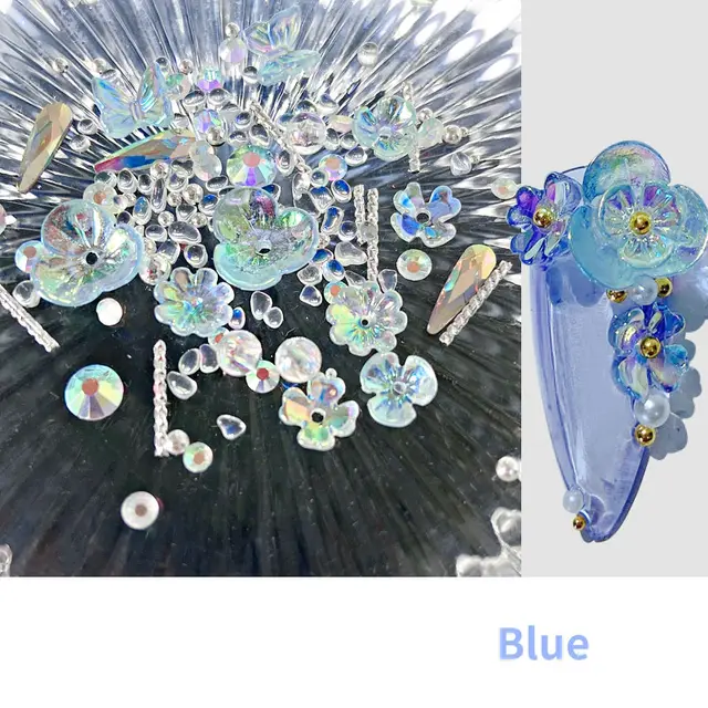 Flower Butterfly Nail Blue - Shop at LoveMi