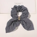 Chiffon Metal Buckle Large Intestine Ring Female OL Hair Accessories - Navy