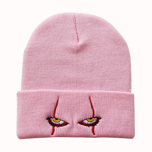 Scary clown eyes knitted hat - Pink