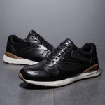 Leather Travel Shoes Top layer leather Running Shoes leather - Black