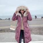 Autumn and winter new Korean waist thickened mid-length down padded jacket - Bean Paste Color-L