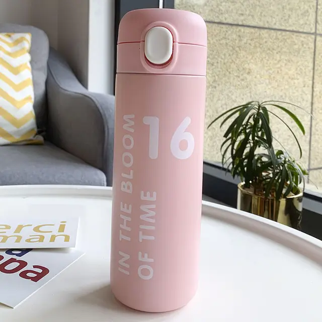 Digital Stainless Steel Thermos Cup Gift Student Drinking Cup - Large Pink