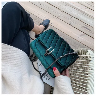 Velvet Crossbody Bag Green - Shop at LoveMi