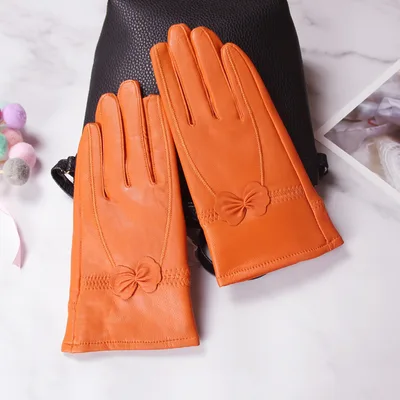 Butterfly Korean style split finger women gloves Orange - Shop at LoveMi