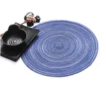 Round cotton yarn placemat western food mat - Blue