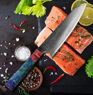 Pattern Kitchen Knife - 2Pcs Wood Handle With Box
