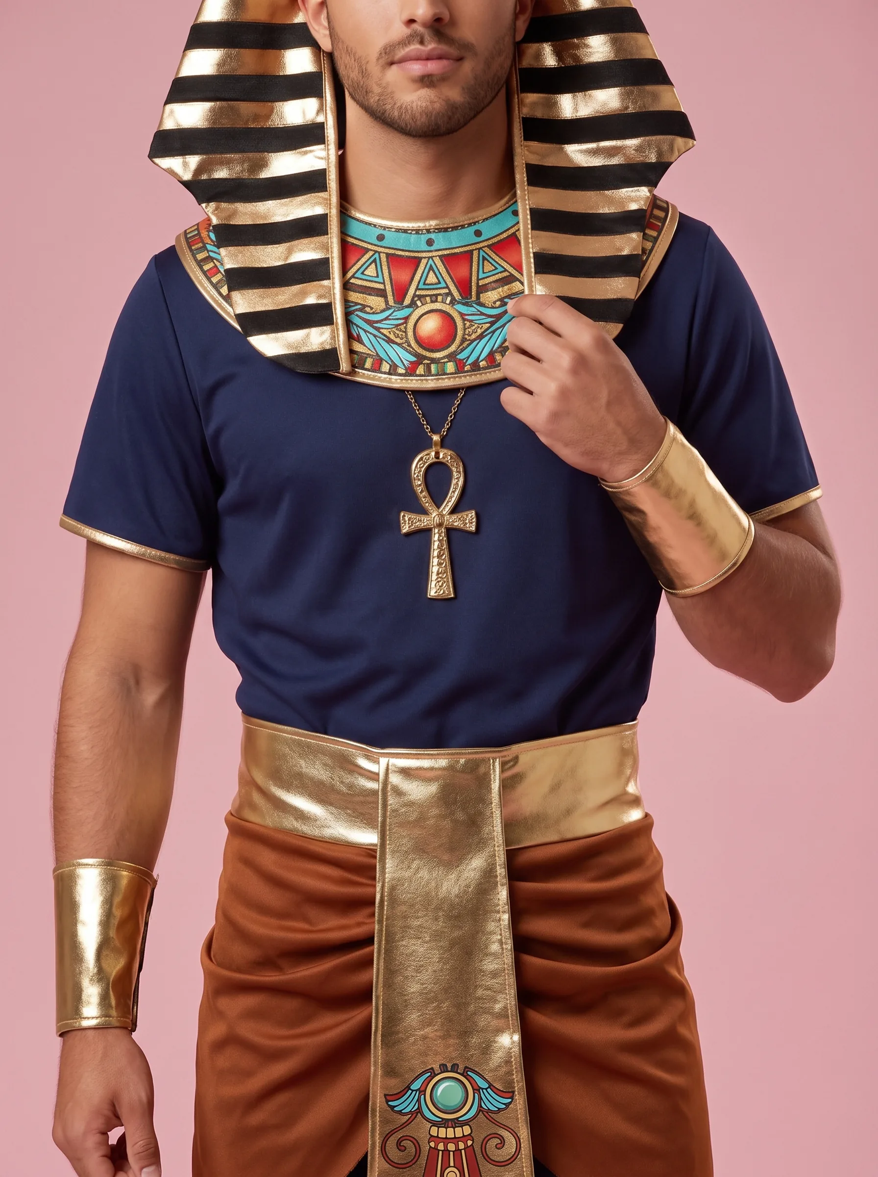 Egyptian Pharaoh Costume Tunic for Men - Navy Blue - View 2
