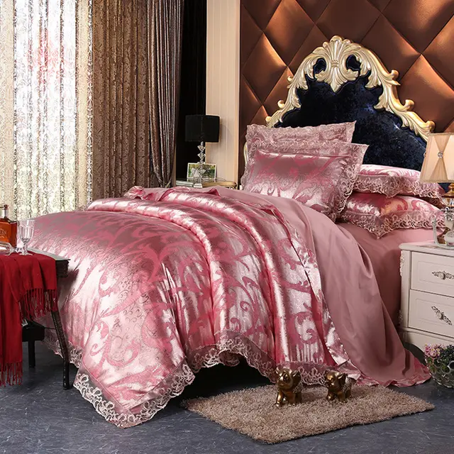 Four-Piece Cotton Bedding With European Style Jacquard Satin - Zijin