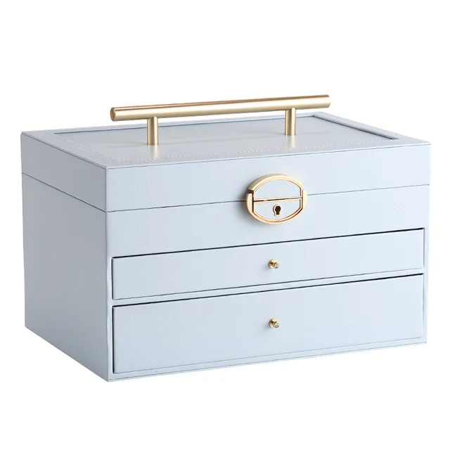 European style multi layer large capacity jewelry storage box Blue - Shop at LoveMi