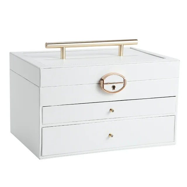 European style multi layer large capacity jewelry storage box White - Shop at LoveMi
