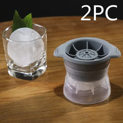 Ball Ice Molds Silicone Spherical Ice Box Gray 2Pc - Shop at LoveMi