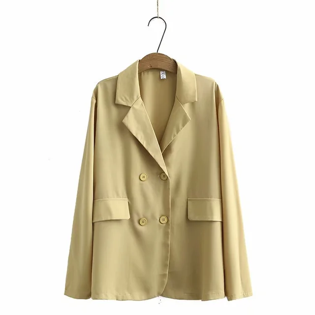 New Korean style loose drape mid-length casual suit jacket - Yellow