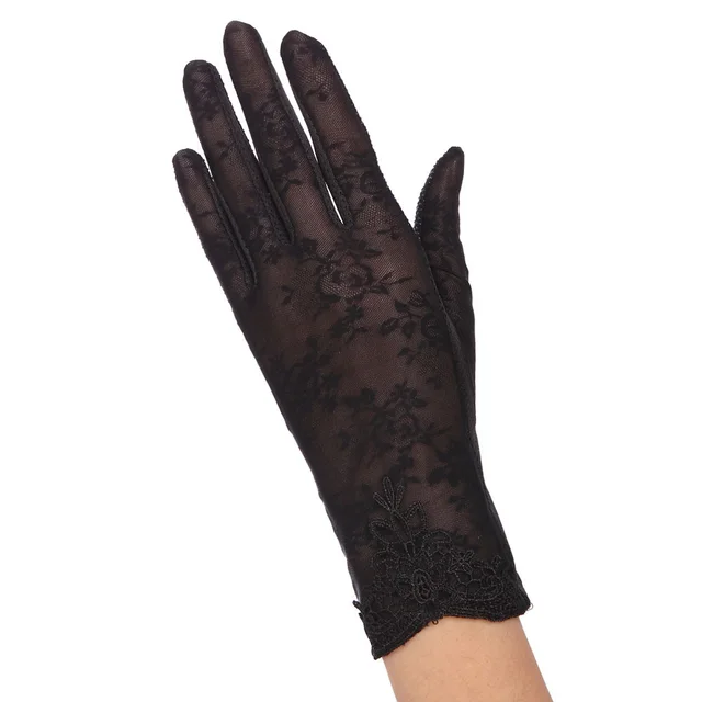 Women's Thin Driving Sun Gloves - Black