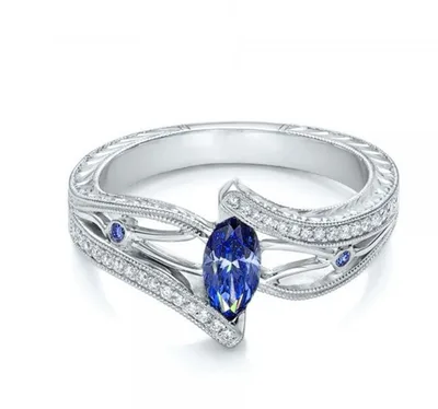 Hot European and American luxury aquamarine topaz engagement ring Bule - Shop at LoveMi