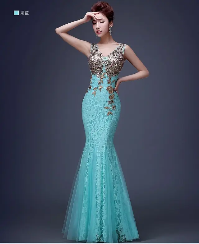 Fish Tail Banquet Evening Dress Sky Blue - Shop at LoveMi