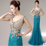 Fish Tail Banquet Evening Dress - Turquoise-Xxl