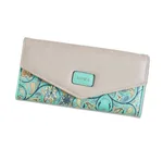Fashion large capacity buckle three fold leather clip student wallet - Green