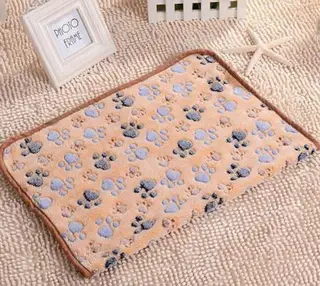 Soft Paw Print Cat Dog Fleece Blankets - Brown