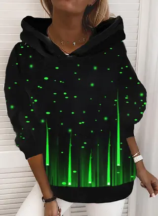 Fashion casual printed hooded long sleeve sweater for women - Green