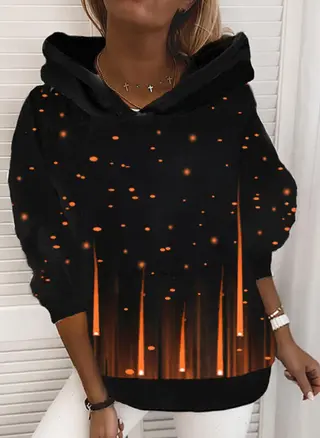 Fashion casual printed hooded long sleeve sweater for women - Orange