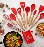 Silicone Kitchenware Cooking Utensils Set Heat Resistant Kitchen Non-Stick Cooking Utensils Baking Tools - Red