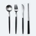 Cutlery spoon set - Black Silver A
