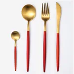 Cutlery spoon set - Red Gold