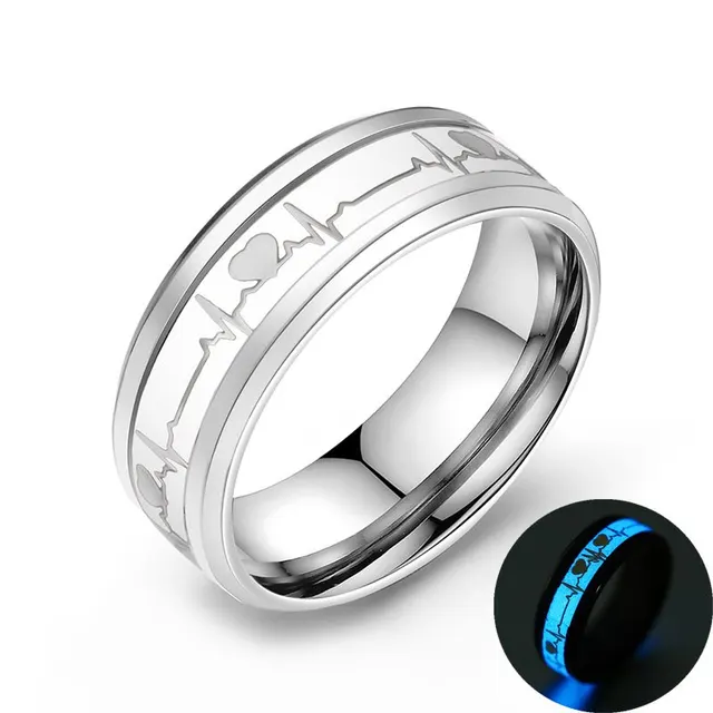 ECG Couple Carbon Fiber Ring Luminous Jewelry Blue - Shop at LoveMi