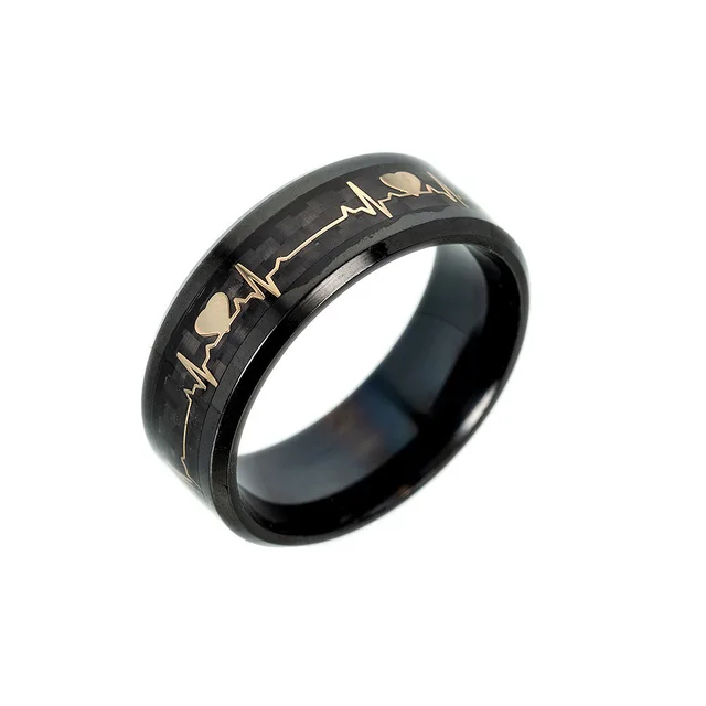 ECG Couple Carbon Fiber Ring Luminous Jewelry - Number13
