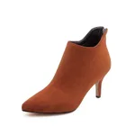 Children's suede with stiletto pointed short boots - Caramel Colour-Thin-36