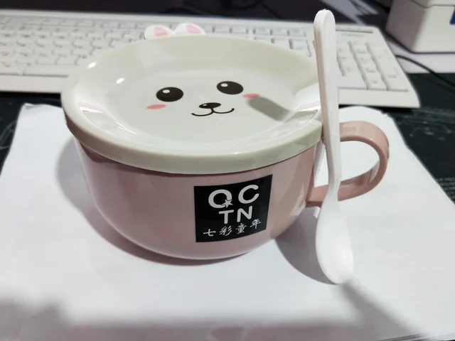 Stainless Steel Cute Rabbit Instant Noodle Bowl Set Pink - Shop at LoveMi