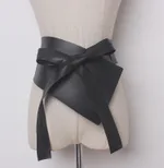 Irregular lace-up bandage waistband belt - Black