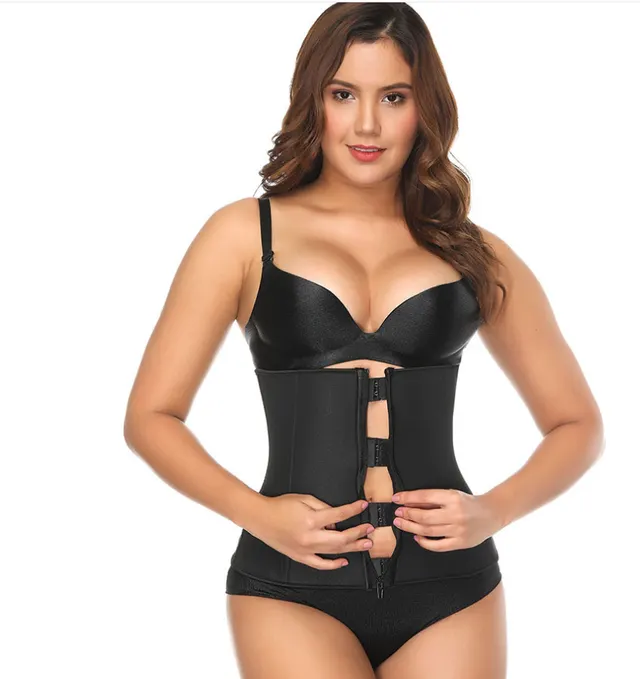 Neoprene Sports Corsets Fitness Speed Wicking Ladies Tummy Corsets Dark Buckle Zipper Black - Shop at LoveMi