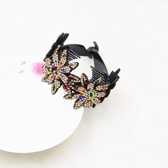 Rhinestone Flower Plate Hair Tie Color - Shop at LoveMi