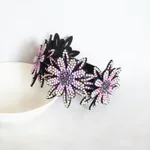 Rhinestone Flower Plate Hair Tie - Violet