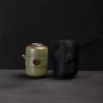 Black Pottery Quick Cup Single Travelling Tea Set - Green