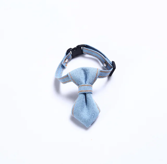Pet denim bow tie collar for cats and dogs adjustable tie Light Denim Tie - Shop at LoveMi